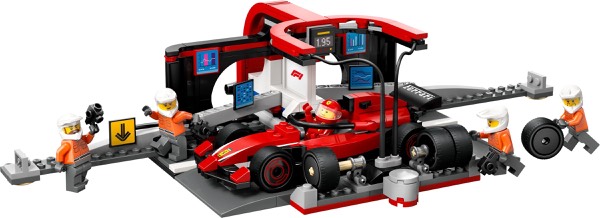 F1 Pit Stop and Pit Crew with Ferrari Car