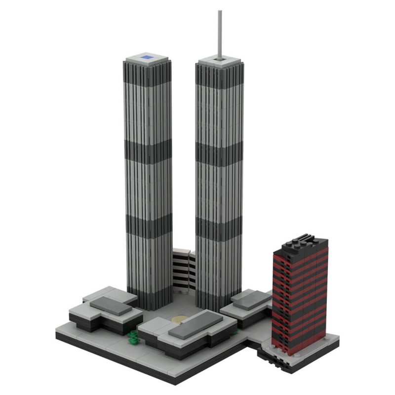 LetBricks World Trade Center micro model alternate angle showing full complex detail